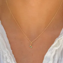 buchstab n mehrfarbigem Zirkon Halskette aus vergoldetem Sterlingsilber - My Letter