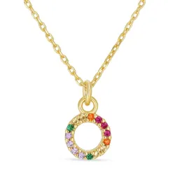 buchstab o mehrfarbigem Zirkon Halskette aus Silber - My Letter