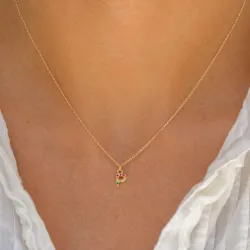 buchstab p mehrfarbigem Zirkon Halskette aus vergoldetem Sterlingsilber - My Letter