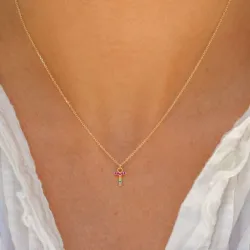 buchstab t mehrfarbigem Zirkon Halskette aus vergoldetem Sterlingsilber