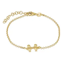 familie Armband aus vergoldetem Sterlingsilber und Sohn - Tochter aus vergoldetem Sterlingsilber