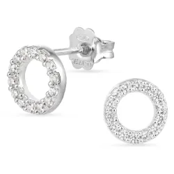 runden weißem Ohrstecker in Silber