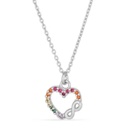 Herz mehrfarbigem Halskette aus Silber