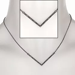 Halskette aus schwarzes rhodiniertes Silber und Anhänger aus schwarzes rhodiniertes Silber