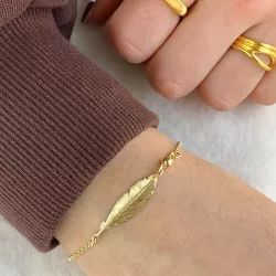 Blatt Armband aus vergoldetem Sterlingsilber und Anhänger aus vergoldetem Sterlingsilber