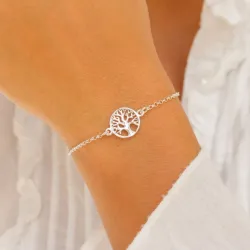 Runder Lebensbaum Armband aus Silber