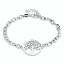 Lebensbaum Armband aus rhodiniertem Silber und Anhänger aus rhodiniertem Silber