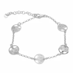 Lebensbaum Armband aus rhodiniertem Silber und Anhänger aus rhodiniertem Silber