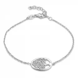 ovaler Lebensbaum Armband aus rhodiniertem Silber und Anhänger aus rhodiniertem Silber