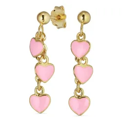 hellroten Herzohrringe in vergoldetem Sterlingsilber