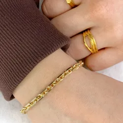 Bnh anker facet armband aus vergoldetem sterlingsilber 18,5 cm x 4,0 mm