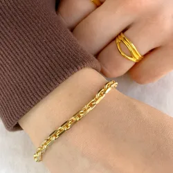 Bnh anker facet armband aus vergoldetem sterlingsilber 21 cm x 4,0 mm