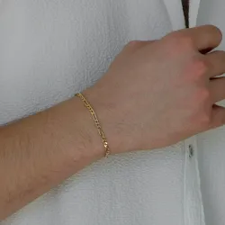 Figaroarmband aus vergoldetem Sterlingsilber 21 cm x 3,4 mm