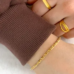 Bnh anker facet armband aus vergoldetem sterlingsilber 18,5 cm x 3,0 mm