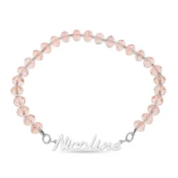 Namensarmband in rosa Steinen und Silber - My Letter