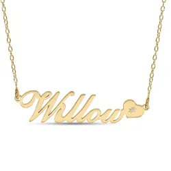 Namenskette mit Anhänger in 9 Karat Gold mit 1 Brillantschliff Diamanten - My Letter