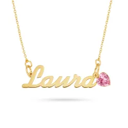 Namenskette mit Anhänger in 9 Karat Gold mit 1 Facettenschliff Zirkonen - My Letter