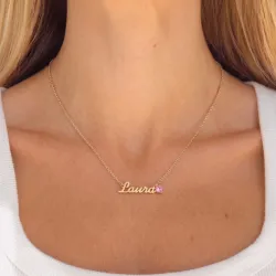 Namenskette mit Anhänger in 9 Karat Gold mit 1 Facettenschliff Zirkonen - My Letter