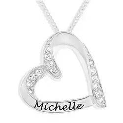 Herz Namenskette mit Anhänger in Silber mit  weißem Zirkon - My Letter