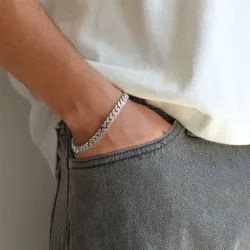 BNH Panzerarmband aus Silber 23 cm x 6,6 mm