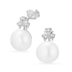 Blumen Perle Ohrringe in Silber