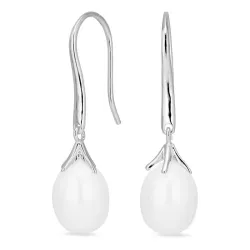 lange Perle Ohrringe in Silber