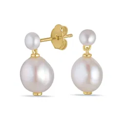 8 - 9 mm Perle Ohrringe in vergoldetem Silber