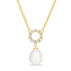 Perle Halskette aus vergoldetem Sterlingsilber und Anhänger aus vergoldetem Sterlingsilber