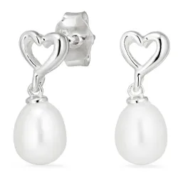 Herz Perle Ohrringe in Silber