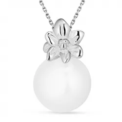 Blumen Perle Anhänger mit Halskette aus Silber