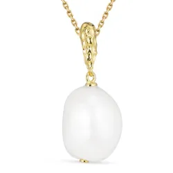 Perle Anhänger mit Halskette aus vergoldetem Sterlingsilber