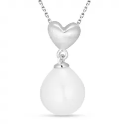 Herz Perle Anhänger mit Halskette aus Silber