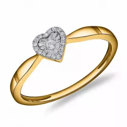 Herz Diamant Gold Ring in 14 Karat Gold mit Rhodium 0,08 ct
