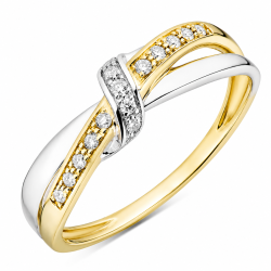 lab grown Diamant Ring in 9 Karat Gold- und Weißgold 0,10 ct