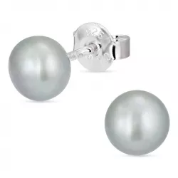 5-5,5 mm grauem Perleohrstecker in Silber