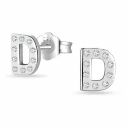 buchstab d Zirkon Ohrstecker in Silber - My Letter