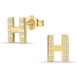 buchstab h Zirkon Ohrstecker in vergoldetem Silber - My Letter
