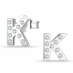 buchstab k Zirkon Ohrstecker in Silber - My Letter
