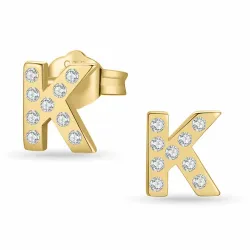 buchstab k Zirkon Ohrstecker in vergoldetem Silber - My Letter