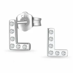 buchstab l Zirkon Ohrstecker in Silber - My Letter