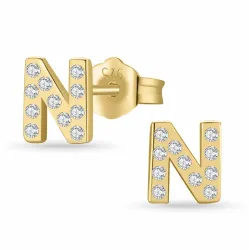 buchstab n Zirkon Ohrstecker in vergoldetem Silber - My Letter