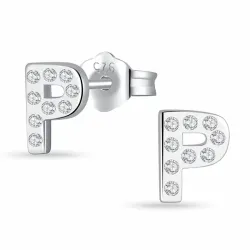 buchstab p Zirkon Ohrstecker in Silber - My Letter