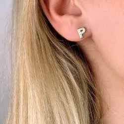buchstab p Zirkon Ohrstecker in vergoldetem Silber - My Letter