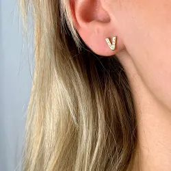 buchstab v Zirkon Ohrstecker in vergoldetem Silber - My Letter