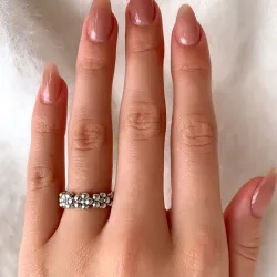 Blumen Ring aus oxidiertem Sterlingsilber