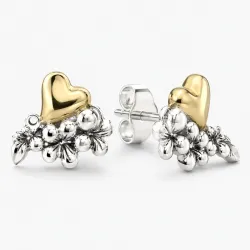 Herz Ohrringe in oxidiertem Silber mit 8 Karat Gold