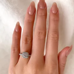 Fingerringe: weißem Zirkon Ring aus Silber