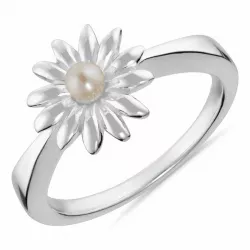 Blumen weißem Perle Ring aus Silber