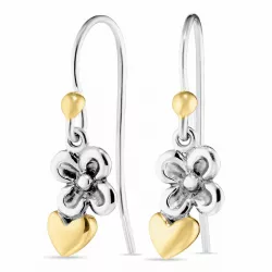 Blumen Ohrringe in oxidiertem Silber mit 8 Karat Gold