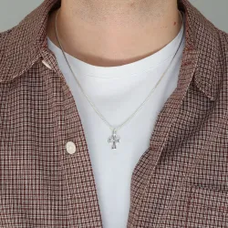 Kreuz Anhänger aus oxidiertem Sterlingsilber